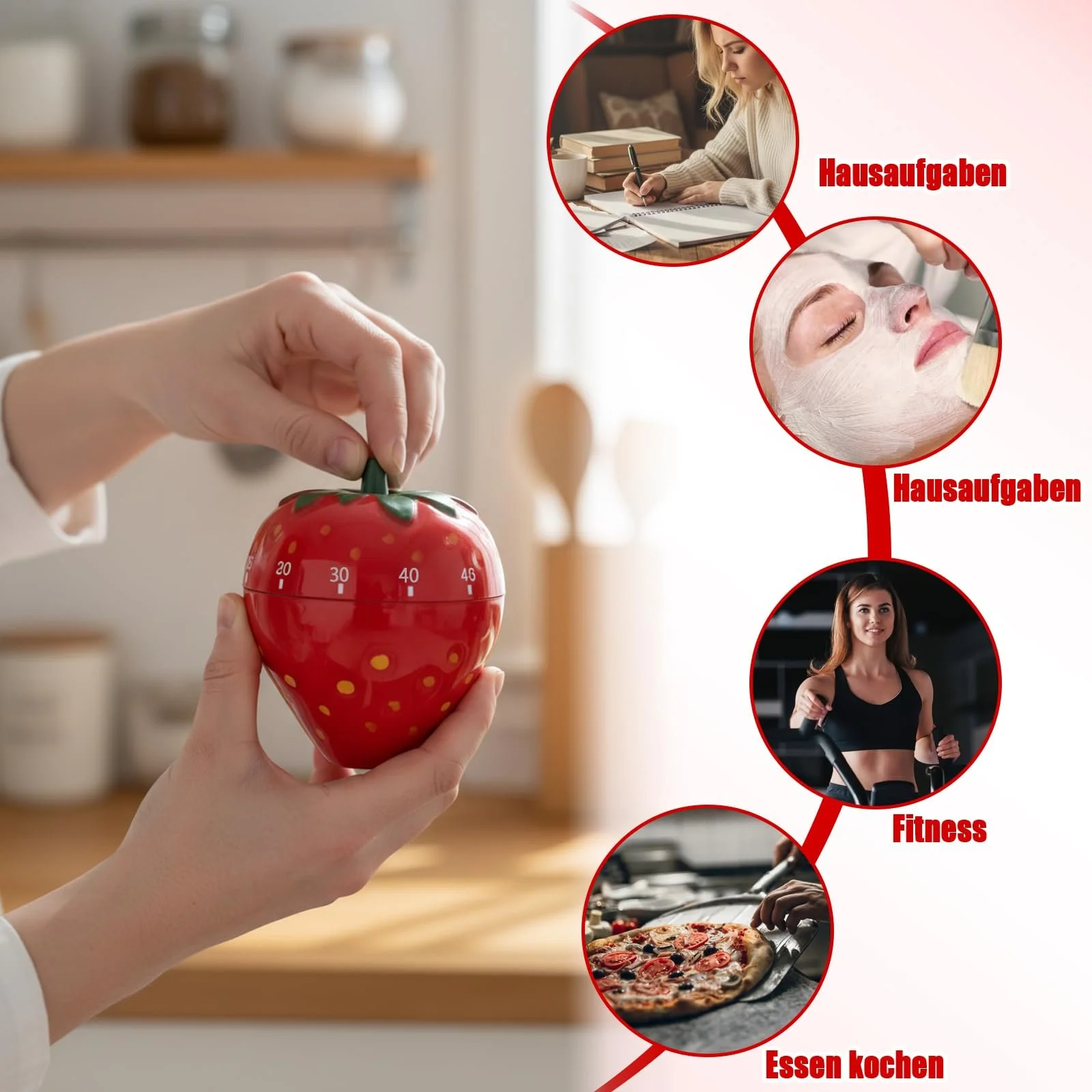Кухонный таймер Pomodoro Набор 2 шт. Механический Визуальный 8 x 6.5 см, фото №7 Кухонный таймер Pomodoro Набор 2 шт. Механический Визуальный 8 x 6.5 см, фото №7