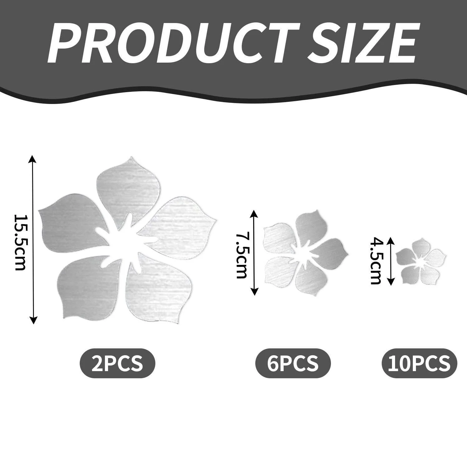 Наклейки на стіну Mirror Flower 18 шт. акрилові 3D Сріблясті, фото №2 Наклейки на стіну Mirror Flower 18 шт. акрилові 3D Сріблясті, фото №2