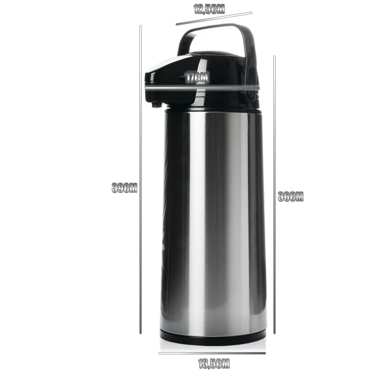 Помповий кавник з нержавіючої сталі зі скляною вставкою 1.8 л, диспенсер для напоїв, фото №8