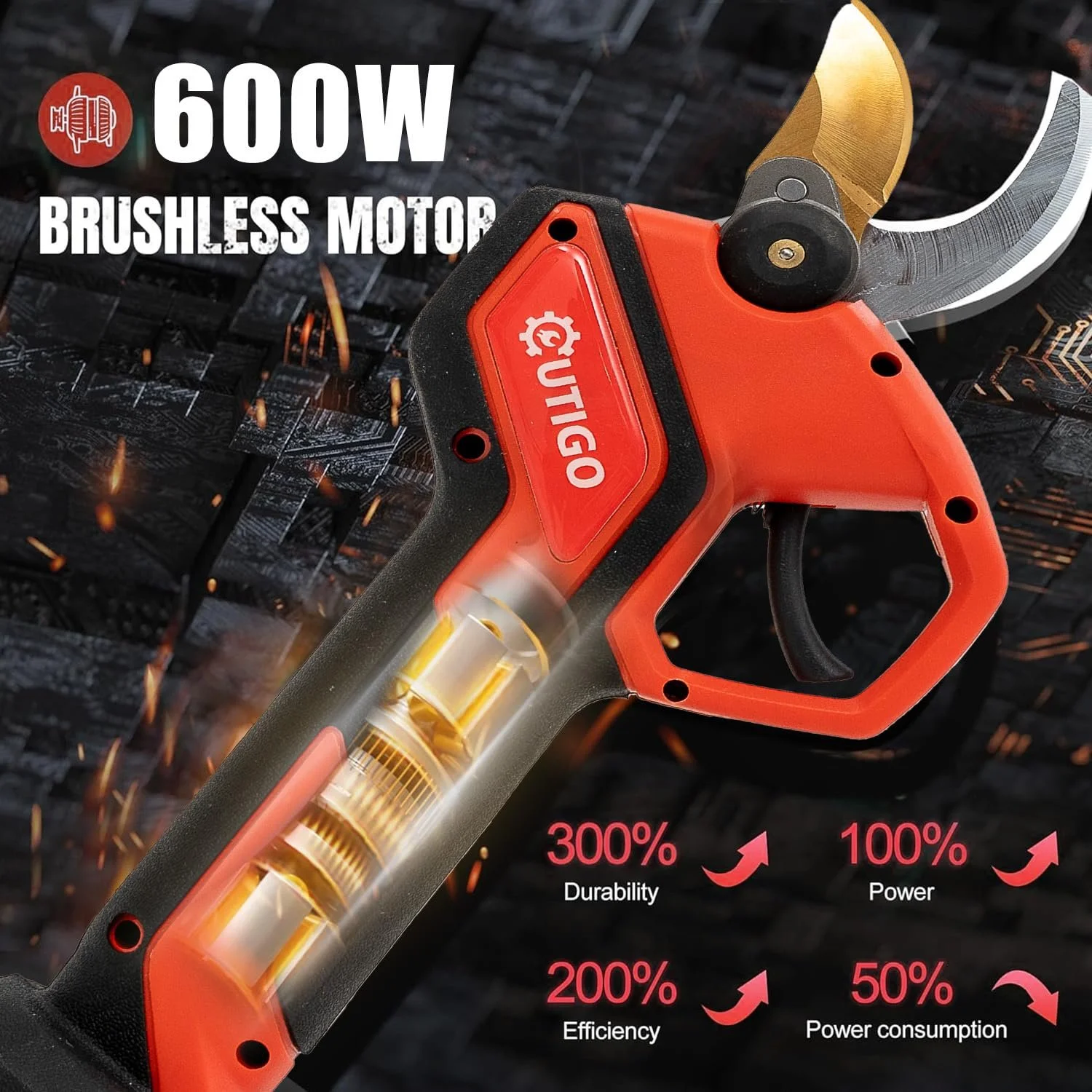 Секатор Electric Garden Shears 25 мм, акумулятор 3000 мА·год, 2 x 21 В, літієвий акумулятор, фото №3