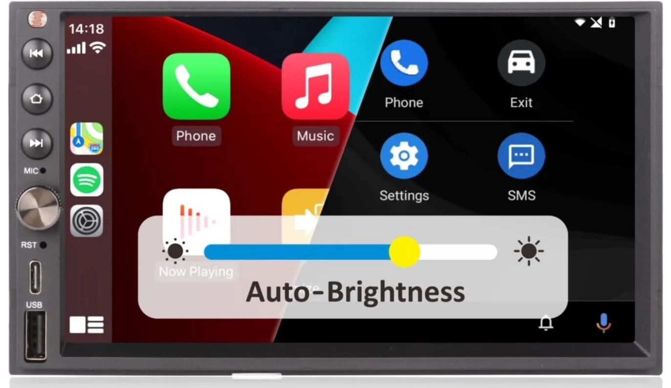 Автомагнитола YZKONG / 7" / Сенсорная / Apple CarPlay / Android Auto / Bluetooth / GPS / USB / 2DIN, фото №1
