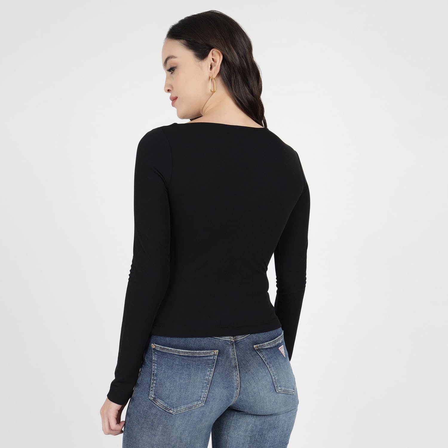 Жіночий лонгслів GUESS - Febe Top - Чорний - S, фото №6