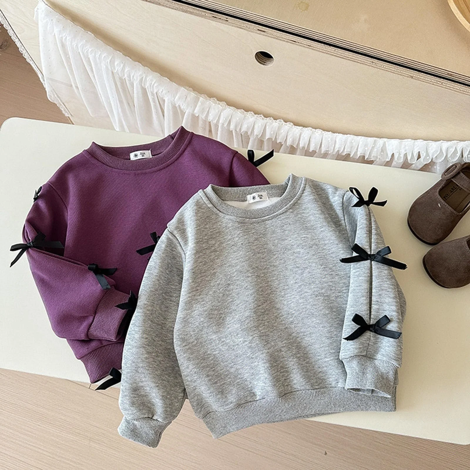 Девичий пуловер Rint, флисовая подкладка, длинный рукав, теплый детский повседневный верх, мягкий материал, удобная одежда для игр, фото №7