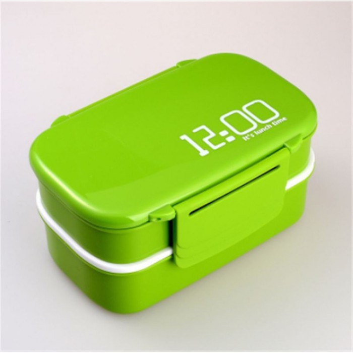 Ланч-бокс 12:00, зелёный 1400 мл 2 яруса, фото №2