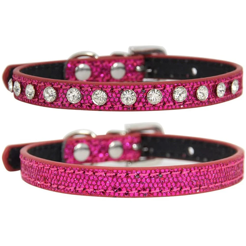 Нашийник для котів та собак 2 шт Glitter Fabric з діамантами Adjustable, фото №1