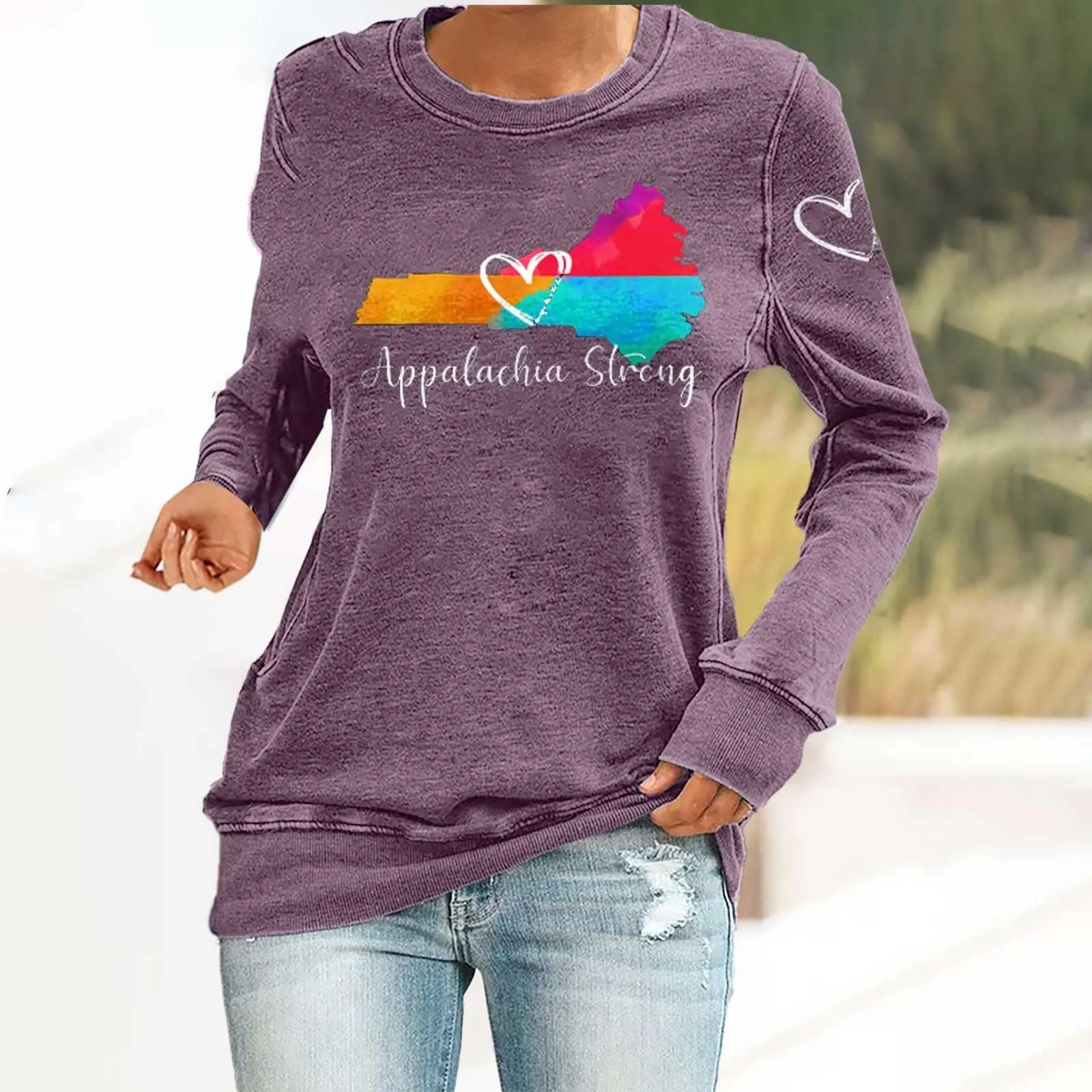 Женский свитшот с круглым вырезом Strong Print с длинными рукавами для мамы, фото №2