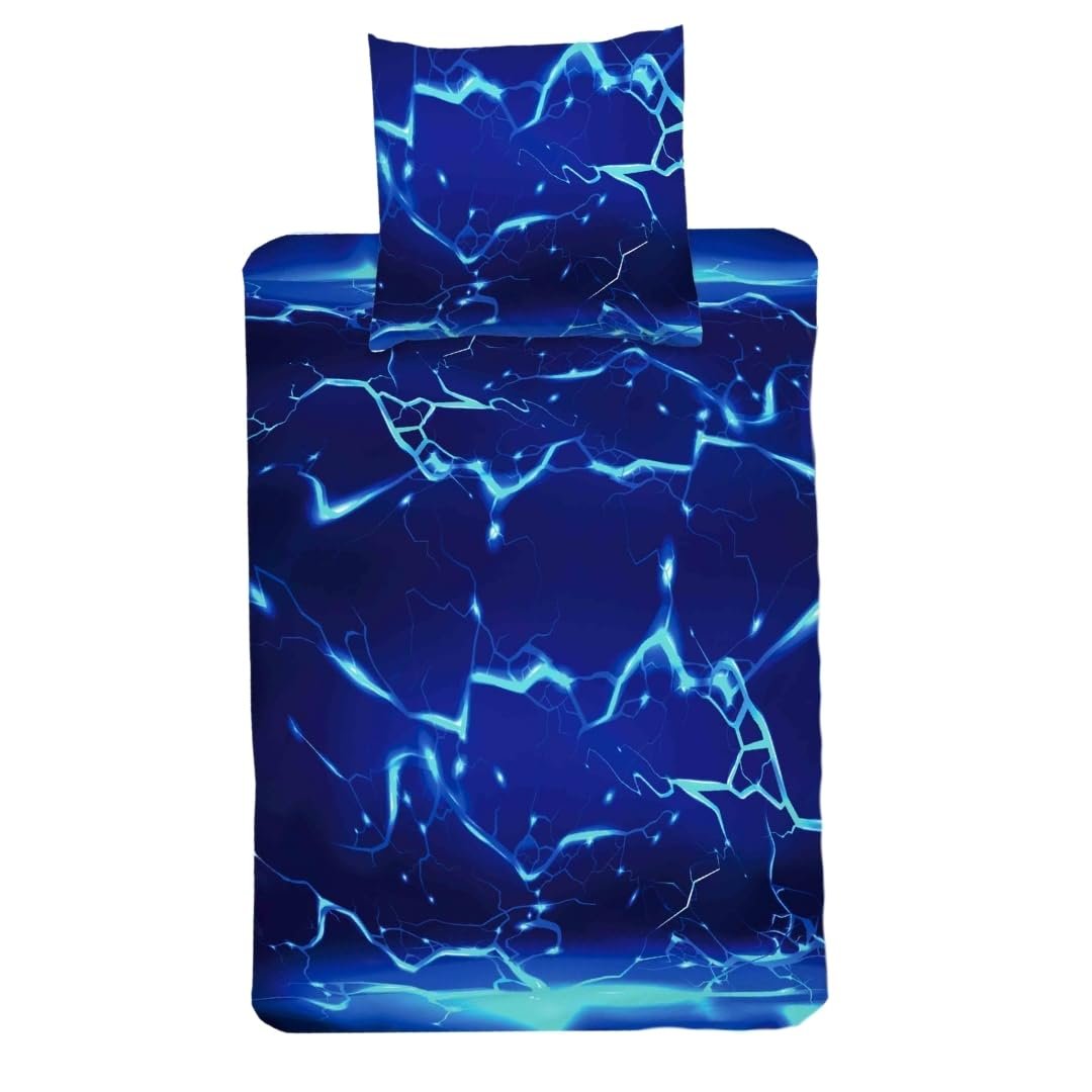 Комплект Постельного Белья MTOnlinehandel Gaming 135 x 200 см + 80 x 80 см, 100% Хлопок, 3D Эффект, Lava Neon Gamer Merch (Bluelight), фото №1