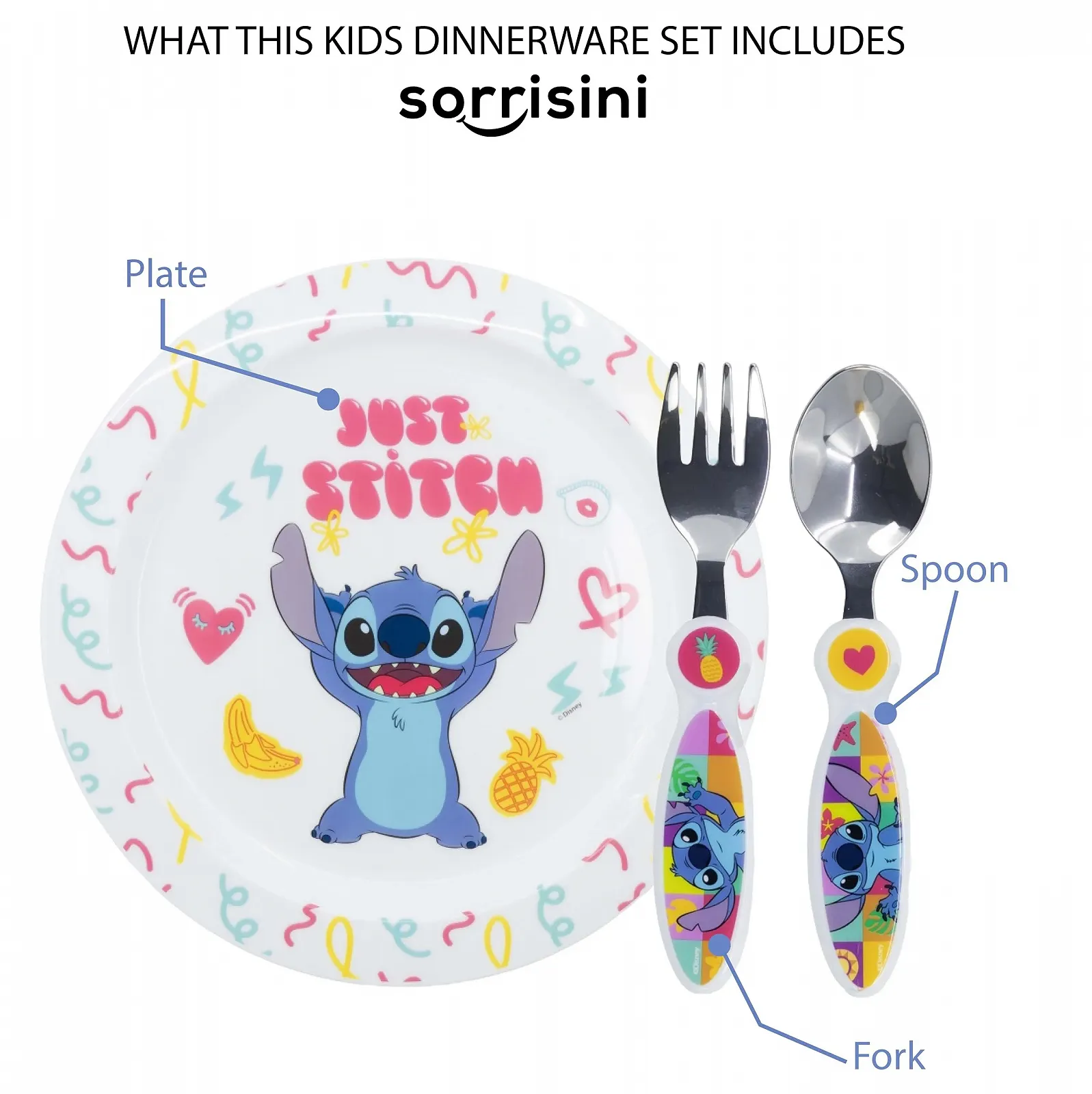 Детский набор посуды Sorrisini Lilo Тарелка, Ложка, Набор столовых приборов из нержавеющей стали Stitch, фото №6 Детский набор посуды Sorrisini Lilo Тарелка, Ложка, Набор столовых приборов из нержавеющей стали Stitch, фото №6