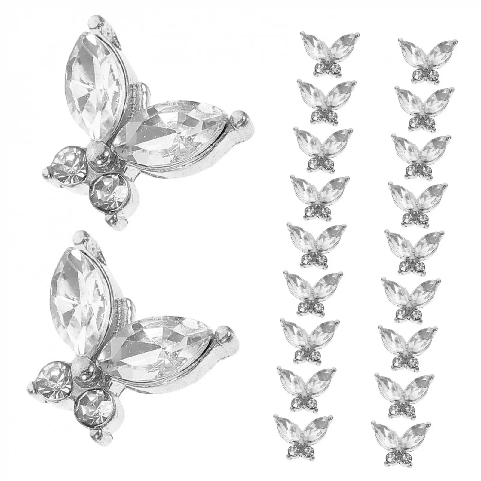 Украшения для ногтей Бабочка Healeved 4 набора, серебристый сплав, 20 штук x 4, фото №7