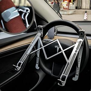 Автомобильный держатель для ноутбука, Держатель для планшета на руль, Регулируемая по высоте Автомобильная подставка для ноутбука, компьютера, планшета, Складная портативная подставка для ноутбука, грузовика, внедорожника, Tesla - Фото 1