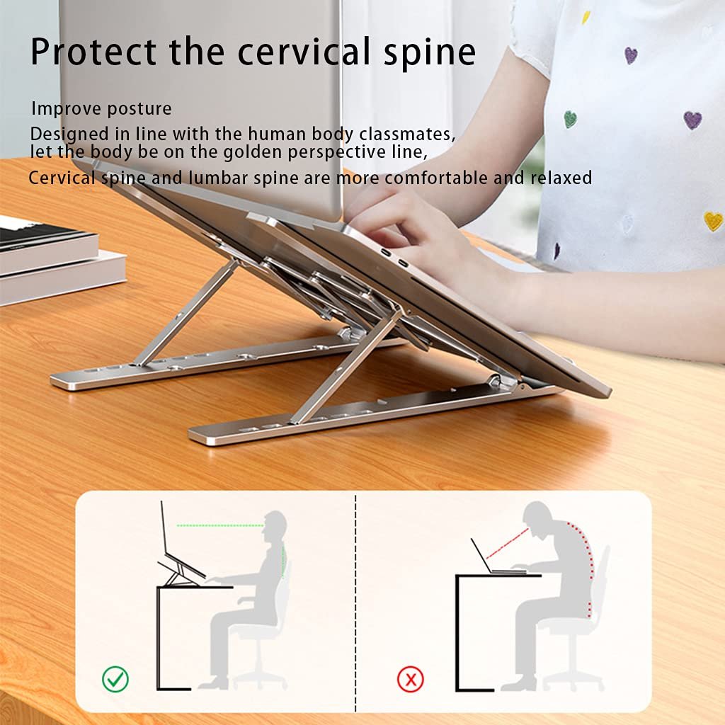 Підставка для ноутбука Алюмінієвий сплав складаний тримач для планшета охолоджуюча регулювання для 10-17 3-дюймів, фото №4 Підставка для ноутбука Алюмінієвий сплав складаний тримач для планшета охолоджуюча регулювання для 10-17 3-дюймів, фото №4
