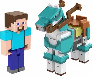 Набір ігрових фігурок MINECRAFT Craft-a-Block Steve та Horse з бронею 2 шт. аксесуари рухомі суглоби HDV39 - Фото 1