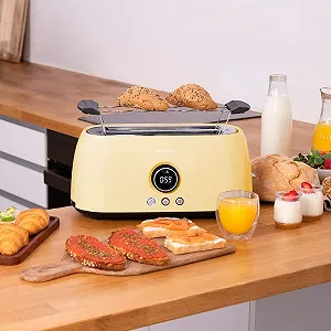 Тостер Cecotec ClassicToast Digital 15000 Yellow Extra Double, 1500 Вт, на 4 скибочки хліба synthetic.ua - Фото 1