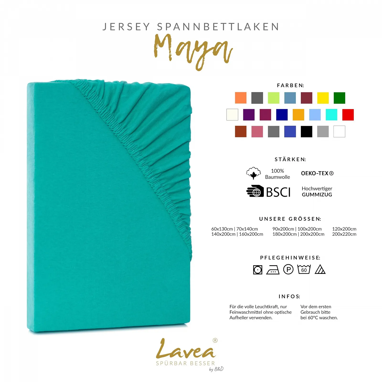 Простыня на резинке Lavea Jersey Maya 100% хлопок 120 x 200 см кремовый натуральный белый, фото №3