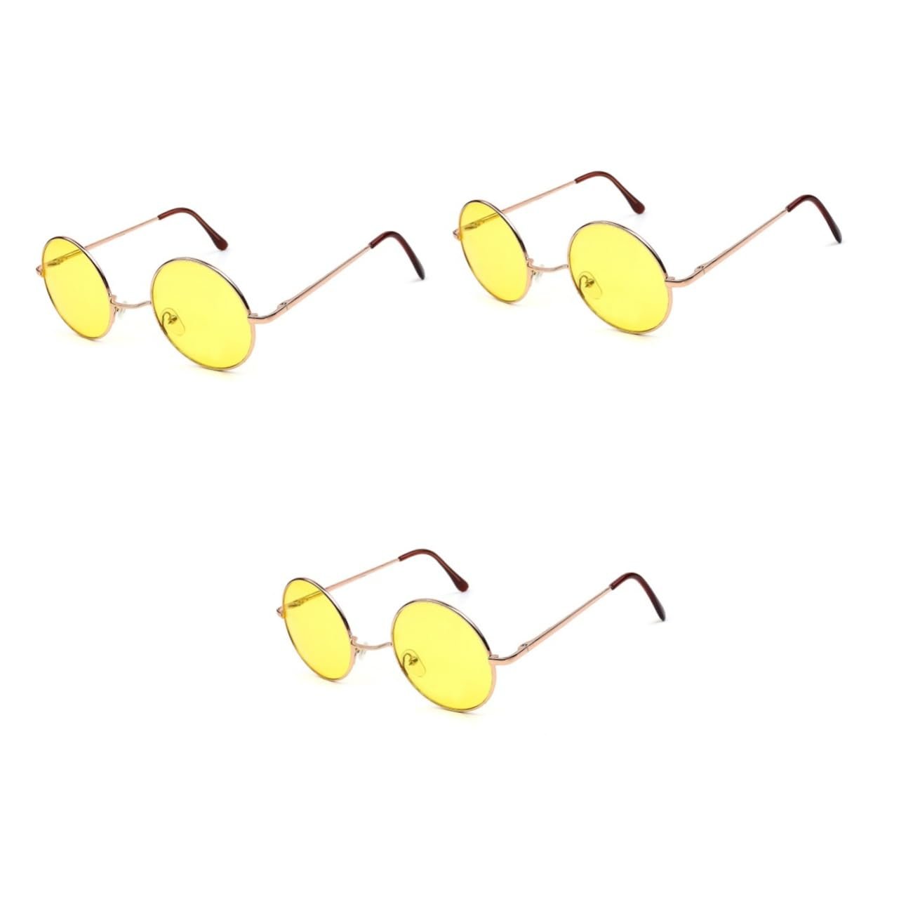 Сонцезахисні окуляри круглі ретро VALICLUD, 3 шт, жовтий, фото №5