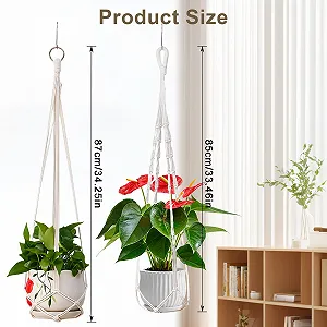 Підвіси для кашпо макраме Набір з 2 шт. 85/87 см бавовняний шнур synthetic.ua - Фото 1