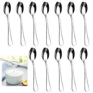 Ложки кофейные Набор 12 штук, нержавеющая сталь, 105 см, маленькие ложки, можно мыть в посудомоечной машине, зеркальная полировка, десертные ложки, ложки для эспрессо, столовые ложки, нержавеющая сталь для дома, кухни - Фото 1