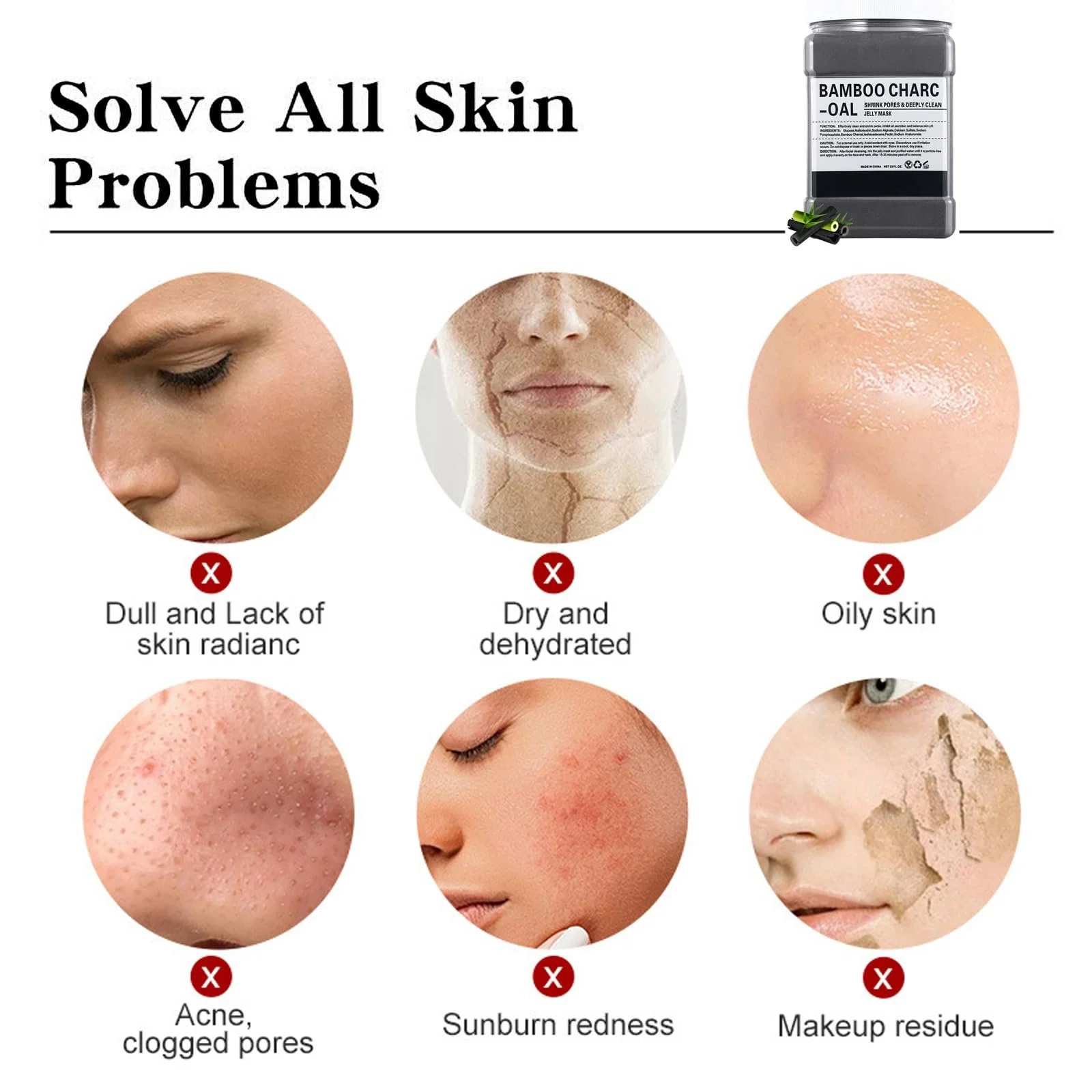 Маска-плівка для обличчя Вугілля бамбука, гідрогелеві маски для обличчя в желеподібних зволожувачах, фото №2