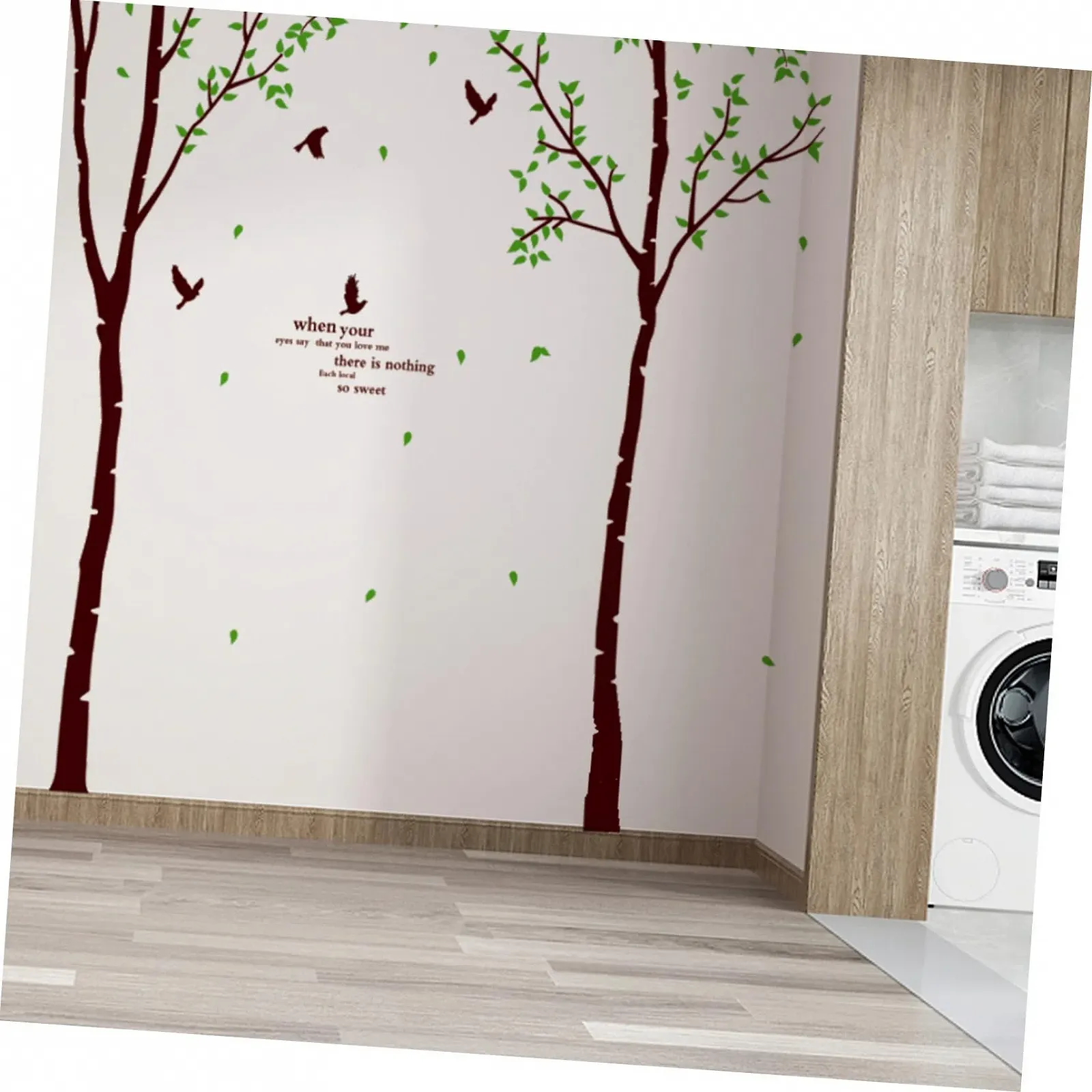 Наклейка на стіну HEMOTON Tree Bird Birch Tree Green, фото №7