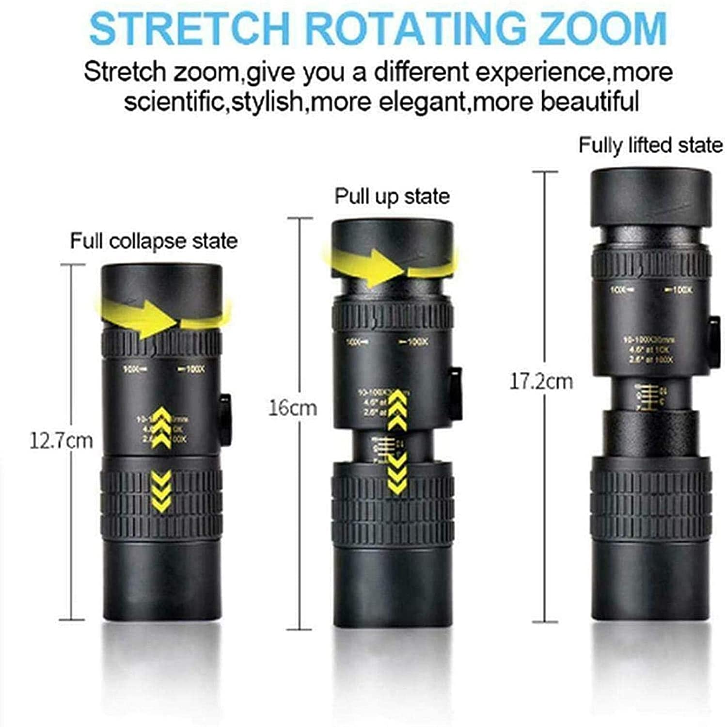 Монокуляр QHYTL 4K 10–300 x 40 мм Super-Telezoom монокуляр об'єктив з триподом і кліпом, фото №5 Монокуляр QHYTL 4K 10–300 x 40 мм Super-Telezoom монокуляр об'єктив з триподом і кліпом, фото №5
