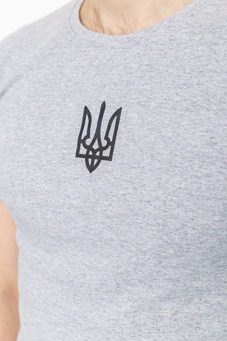 Чоловічий футболка з тризубом колір світло-сирий 226R022, фото №5