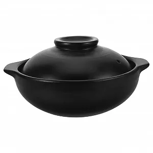 Кастрюля керамическая Kitchen Cookware Large Casserole термостойкая для супа и риса с крышкой - Фото 1
