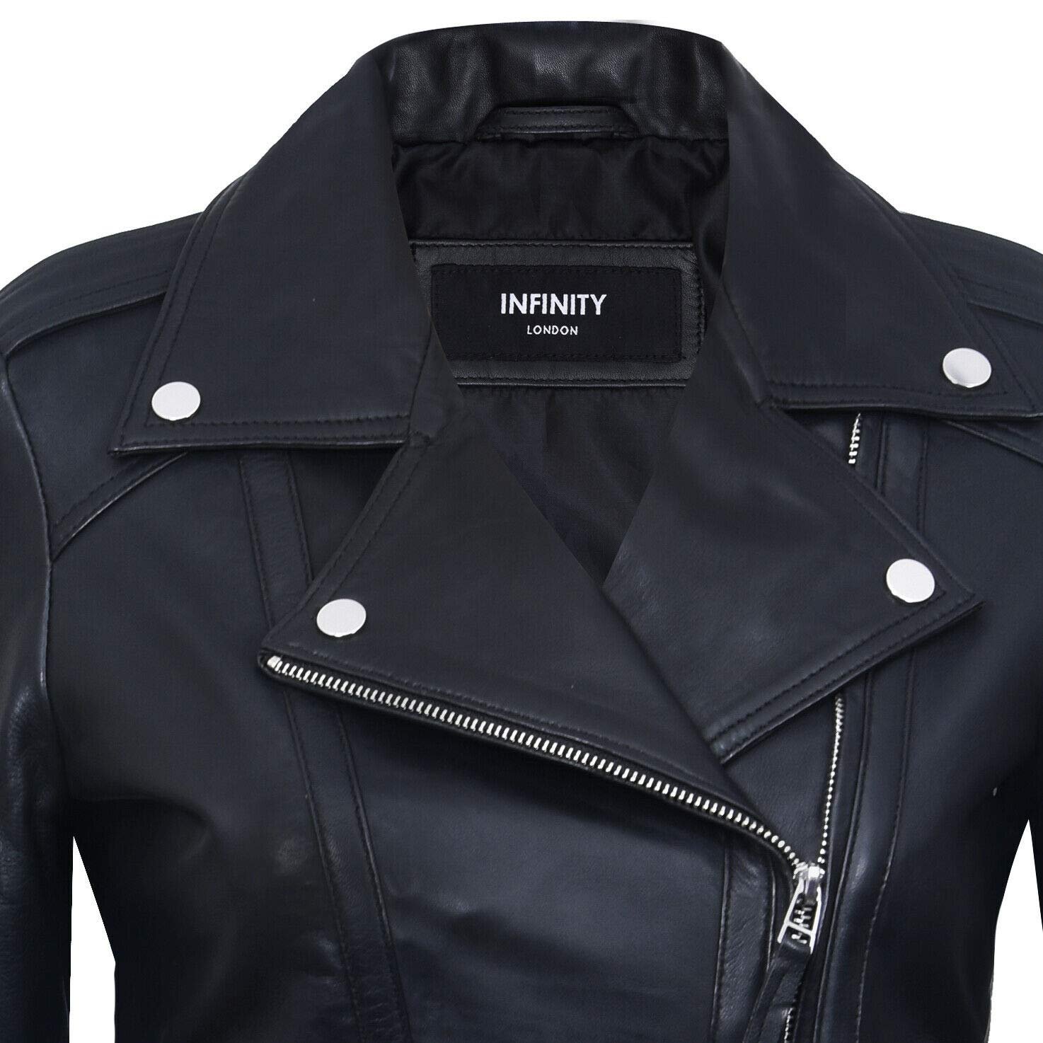 Кожаная Куртка Infinity Leather Мотоциклист Приталенная Модная Черная, фото №4