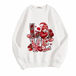 Рубашка Женская ко Дню Святого Валентина с принтом сердца, с круглым вырезом, с длинными рукавами, классическая, любовь, дешевый подарок для женщин ко Дню Святого Валентина synthetic.ua - Фото 1