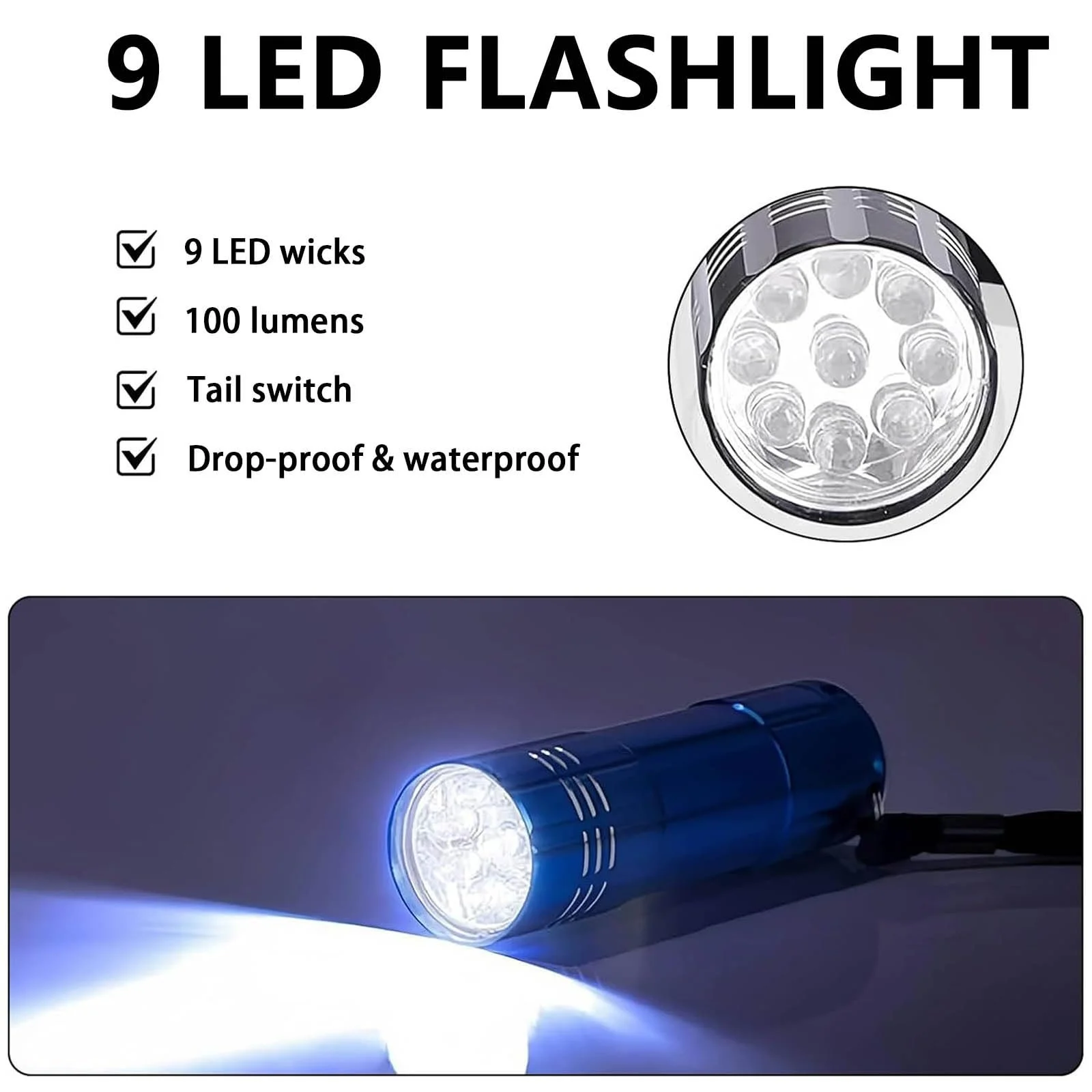 Ліхтарик YFCJYFB Міні ліхтарик 9 LED Білий, фото №4