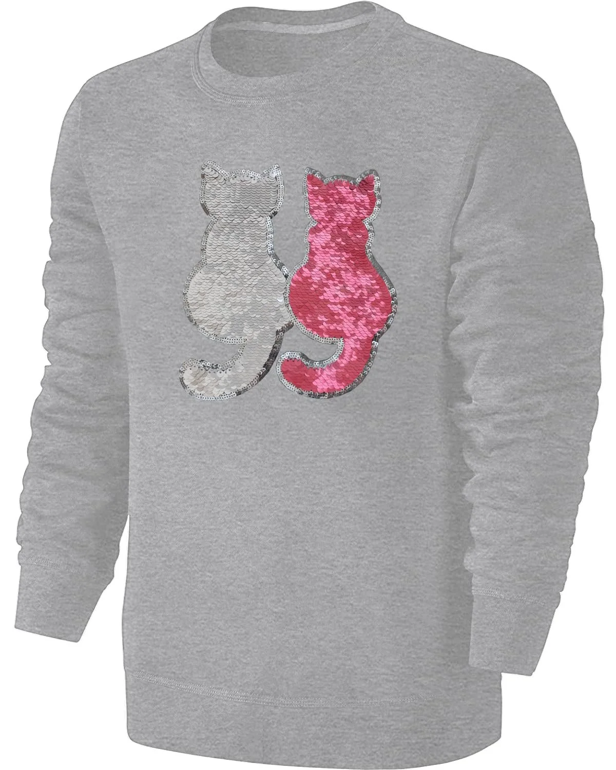 Світшот Blackshirt Company Змінювані Блискітки Кішка для Дівчат Сірий, фото №1