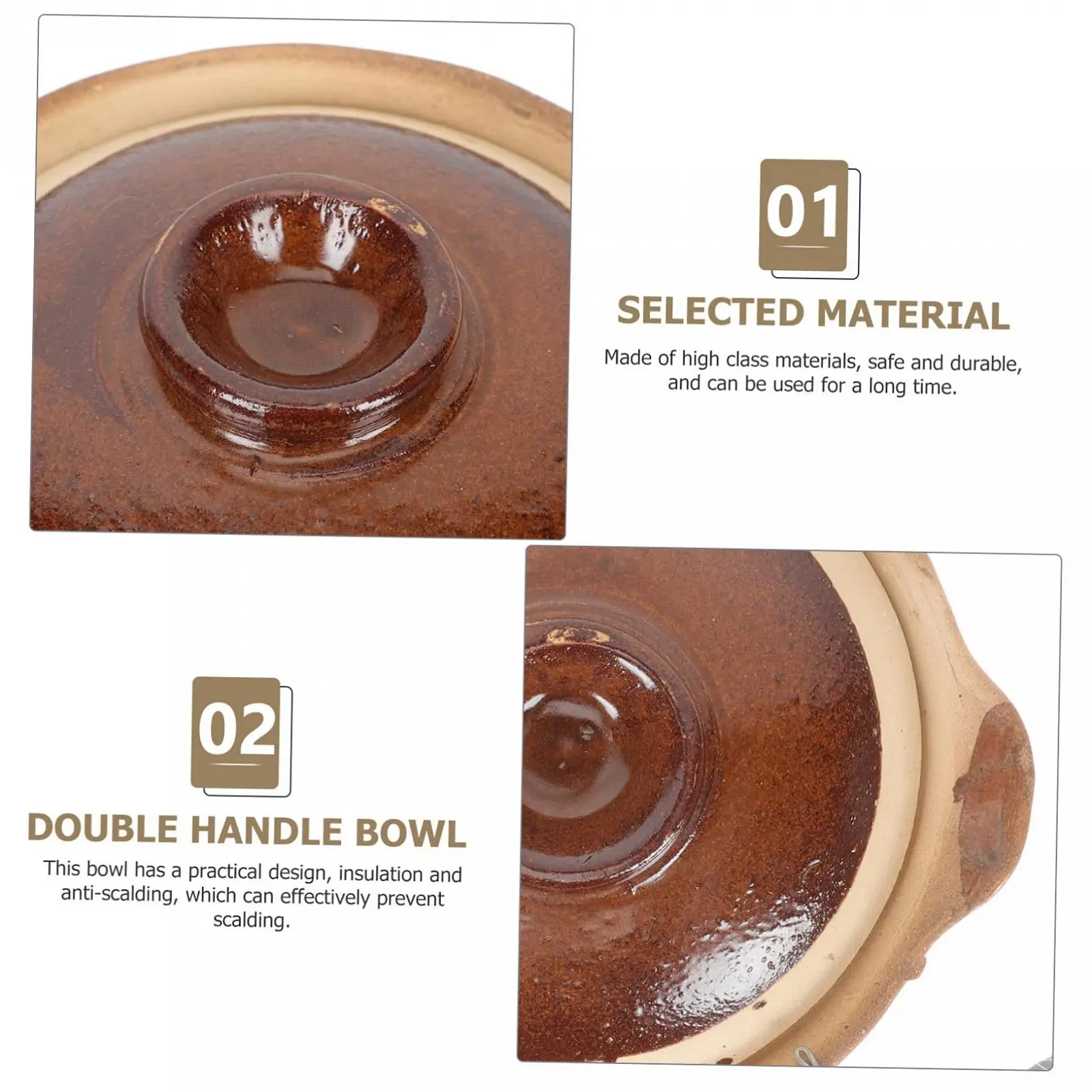 Кастрюля для запекания глиняная с ручкой традиционная, фото №9