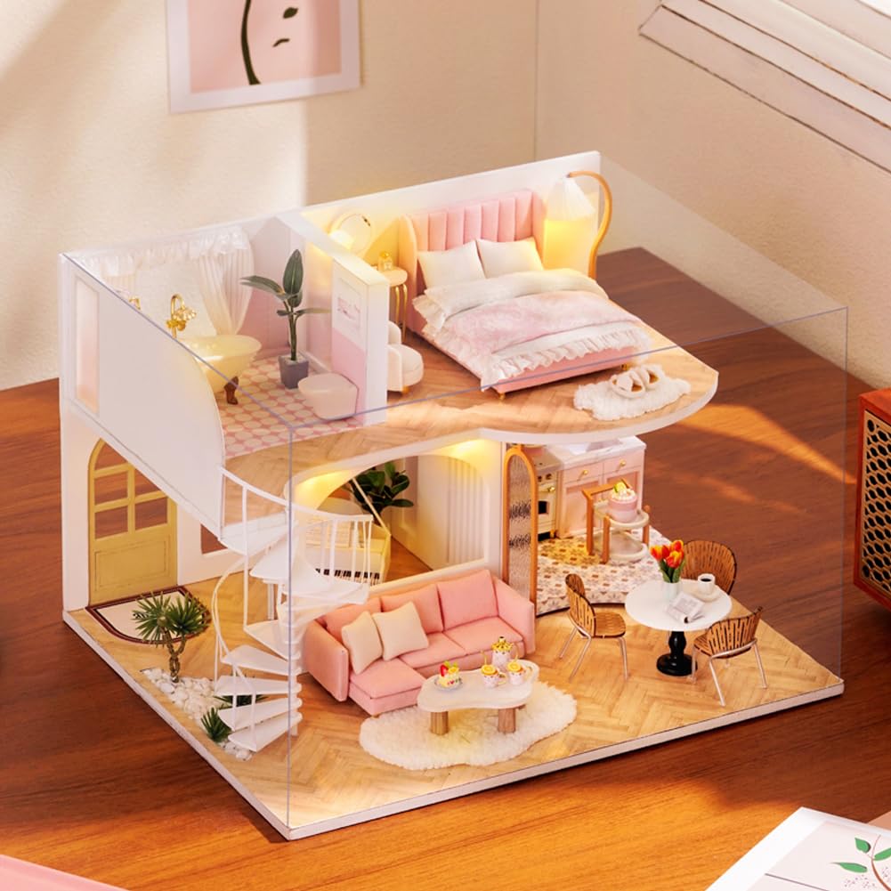 Будиночок Ляльковий Дуplex Apartment із захисною кришкою та музичною скринькою DIY Мініатюрні меблі 3D Пазл із LED підсвіткою, фото №2