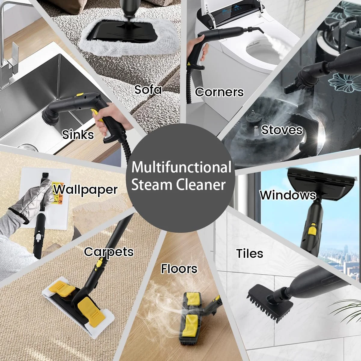 Пароочисник SOARS 2000 W 5 Bar 1.8 L 21 аксесуар Жовтий, фото №2