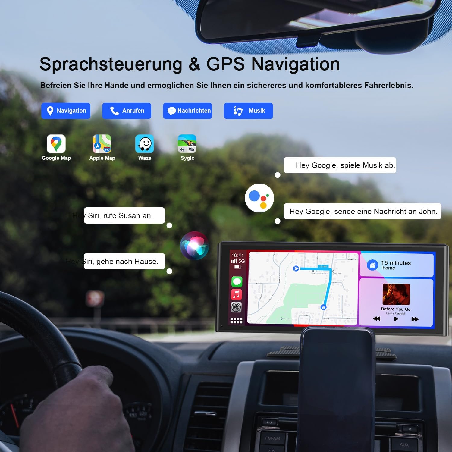 Автомобильный дисплей Avylet 9.26 дюймов Wireless Carplay для Apple Carplay & Android Car, Портативное автомобильное радио Carplay с камерой заднего вида IP67, OTA обновления, GPS навигация, Bluetooth 5.0, Mirror Link, FM/AUX, фото №4