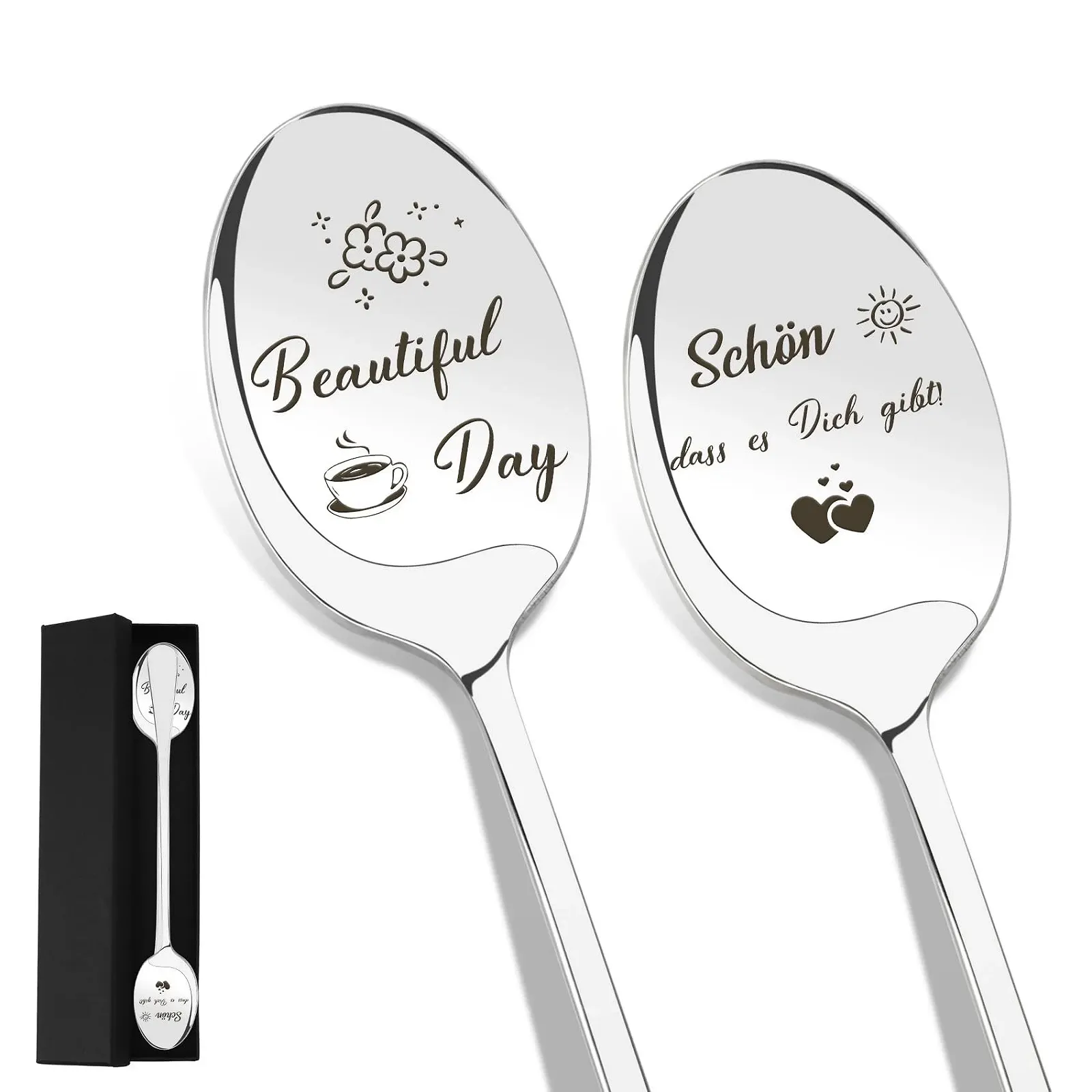 Ложка для кави З написом Колір не вказано (2 шт. в наборі), фото №1