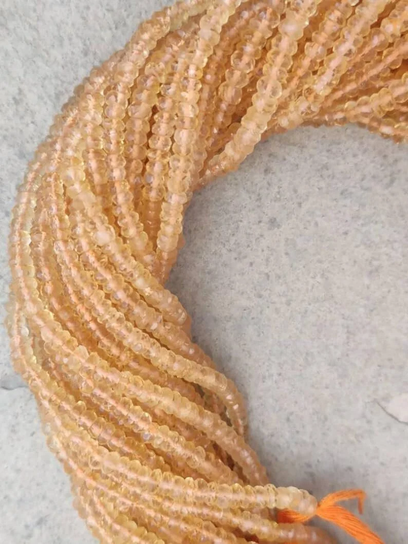 Намистини Цитрин Натуральний Roundelle грановані 3.5-4 мм жовтий, фото №2