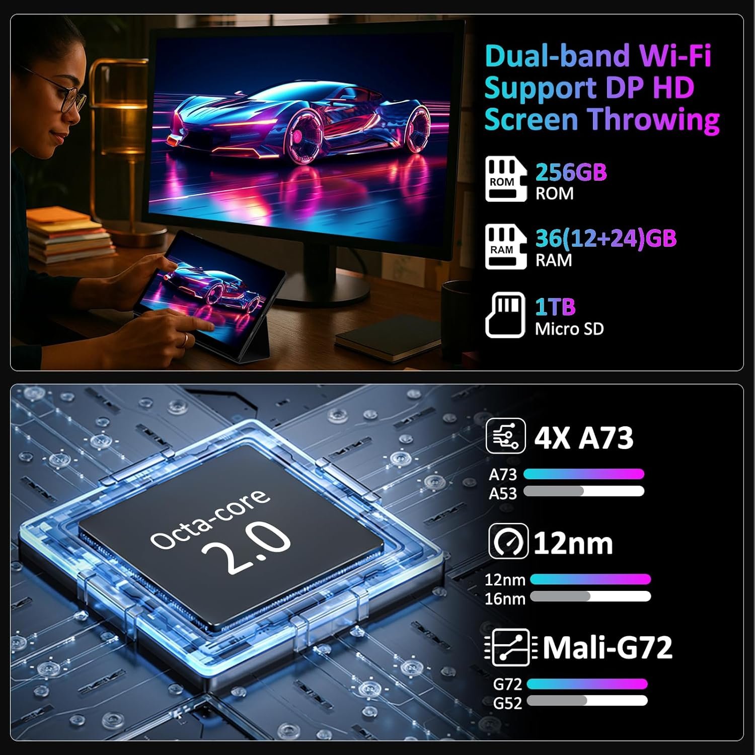 Планшет 14" Full HD DEEMWOLF T181 12+24/256GB 8 ядер Android 14 11580 mAh Сірий, фото №4