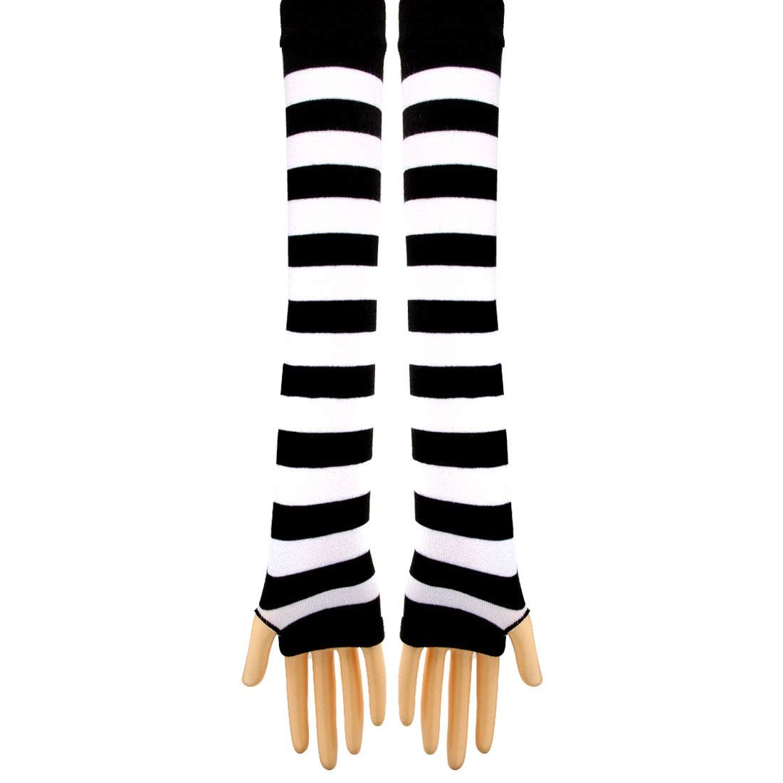 Гетры в полоску вязаные длинные носки выше колена чулки аксессуары для вечернего костюма 2 пары в наборе One Size Black/White, черный/белый, фото №6