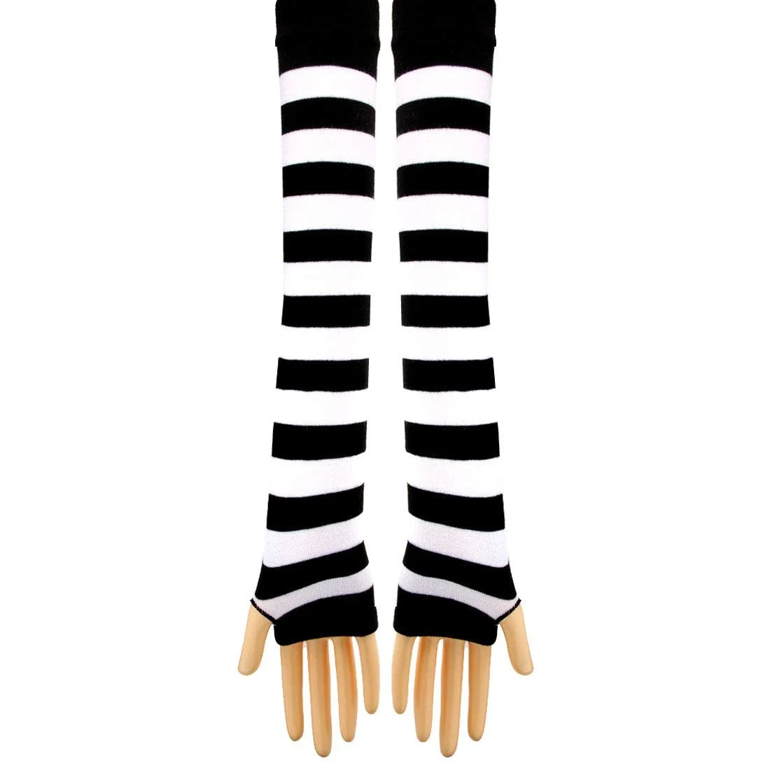 Гетры в полоску вязаные длинные носки выше колена чулки аксессуары для вечернего костюма 2 пары в наборе One Size Black/White, черный/белый, фото №6