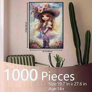 Пазл Tucocoo Fantasy Art Милая девочка 1000 деталей Flower Hat цветной 70 х 50 см synthetic.ua - Фото 1
