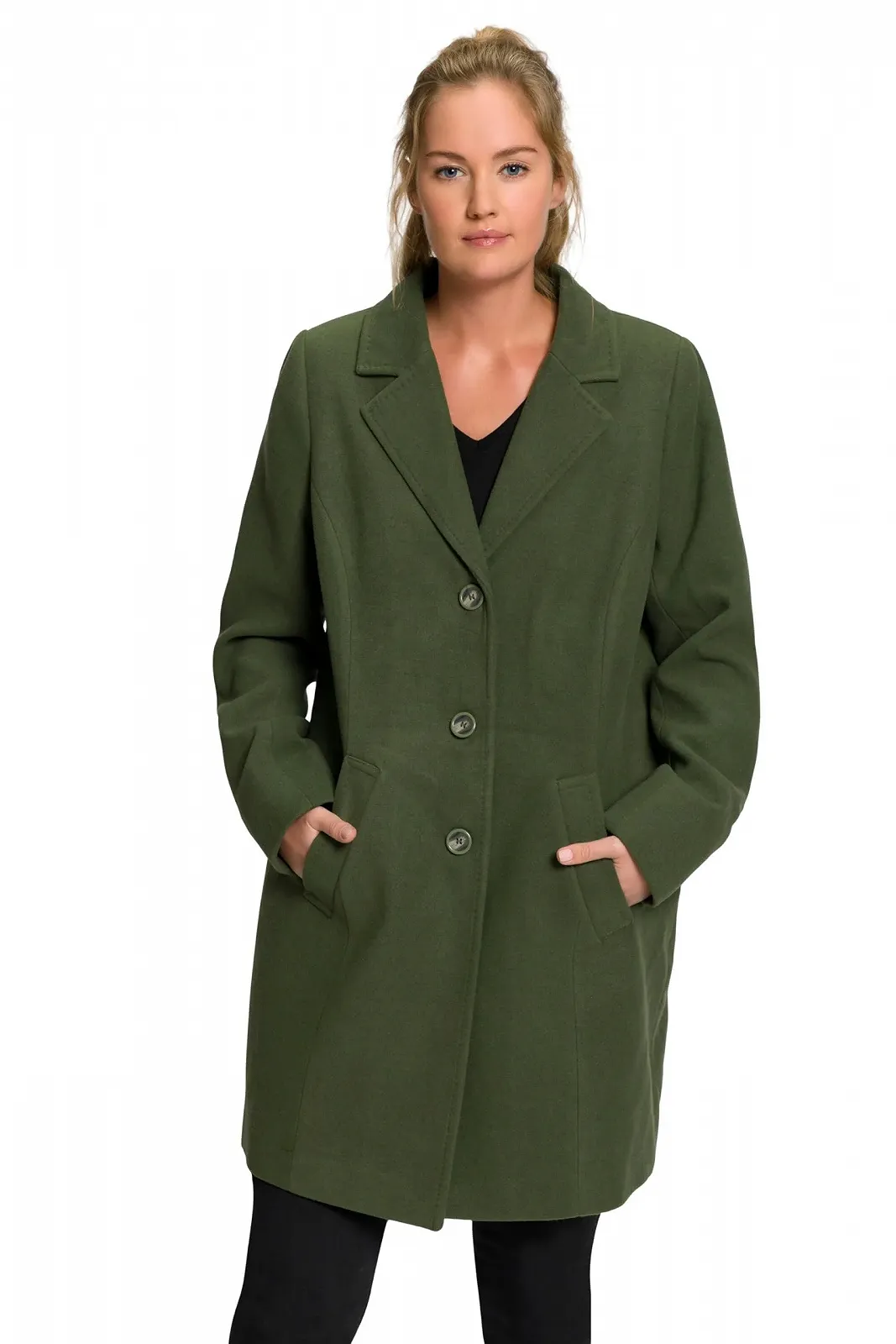 Пальто Ulla Popken Вовняне Текстуроване З Лацканами, фото №1 Пальто Ulla Popken Вовняне Текстуроване З Лацканами, фото №1