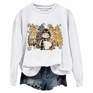 Женская Толстовка Рождественская С открытыми Плечами Длинный Рукав С открытыми Плечами Милый Принт Ёлки и Снежинок Туника Свитер - Фото 1