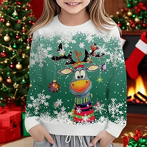 Пуловер для дівчат, дитячий різдвяний Світшот synthetic.ua - Фото 1