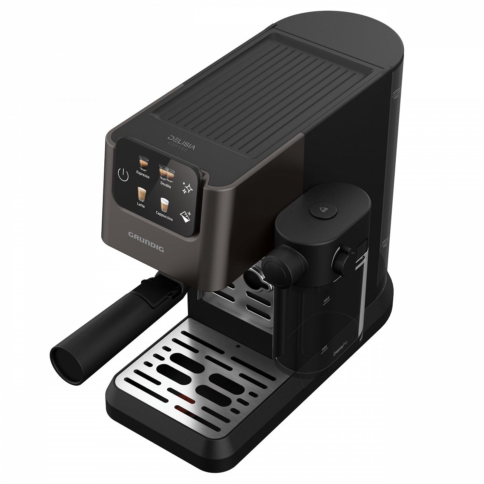 Еспресо-машина GRUNDIG KSM 5330, 1628 Вт, тиск помпи 15 бар, подвійний дозатор, кольоровий сенсорний дисплей, BrewSense, CreamyPro, Dark Inox/Black, фото №15
