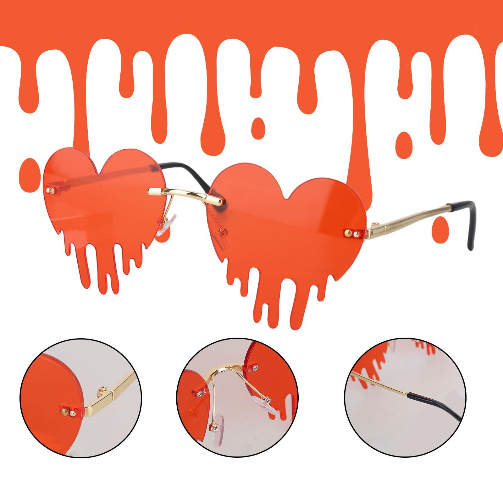 Сонцезахисні окуляри XCDMJ, для вечірок, у формі серця, золотиста оправа, фото №3