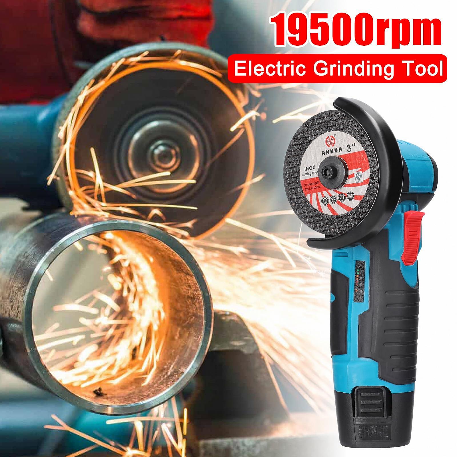 Угловая Шлифовальная машина Cordless 19500RPM 12V Professional Grinder Battery 2.0Ah Cutting Discs 76mm Angle Grinder (2 Battery), фото №7