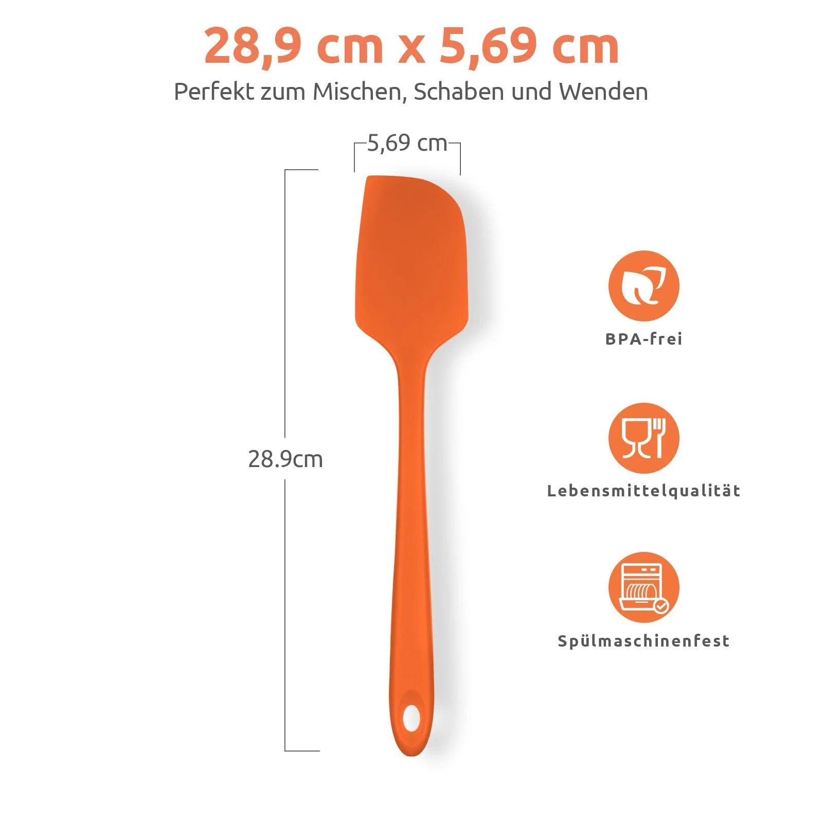Лопатка-ложка U-Taste силиконовая гибкая 28,9 см термостойкая до 315,6 °C Оранжевая, фото №2