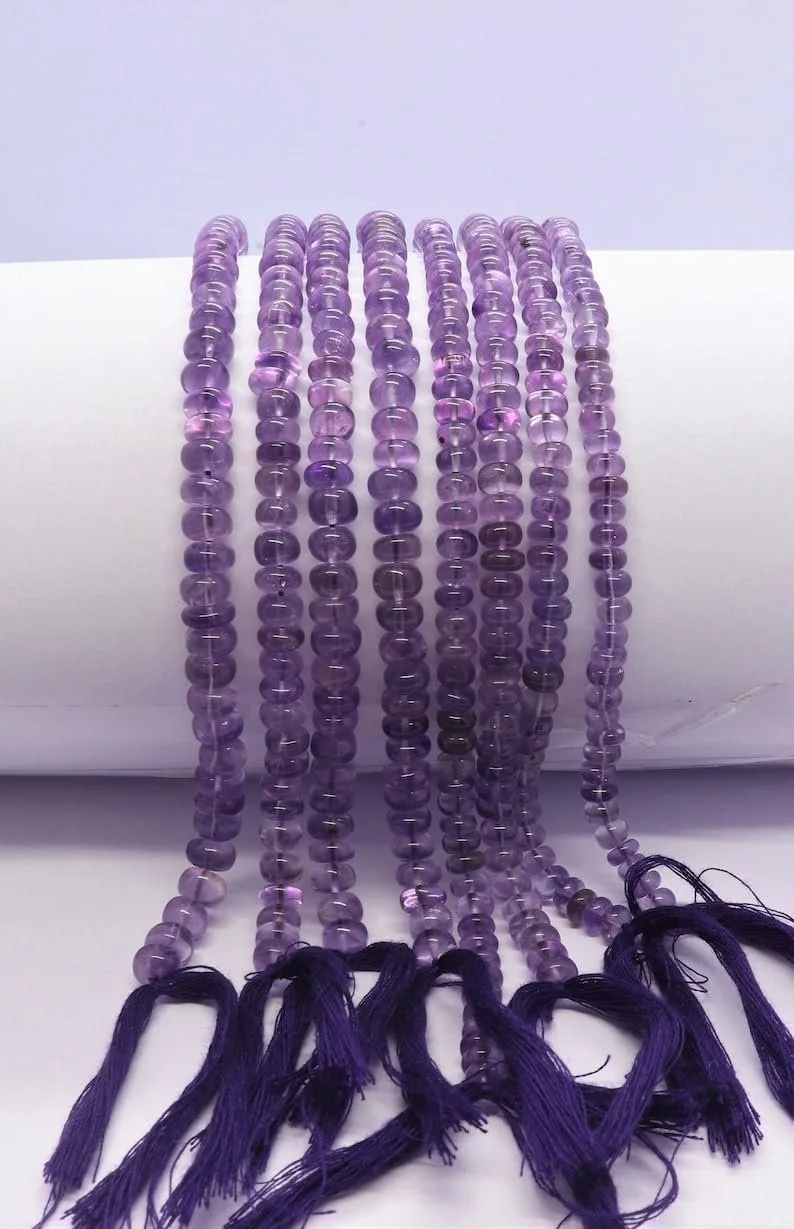 Бусины Аметист Бразилия рондель гладкие 5.5-6 мм, фото №1