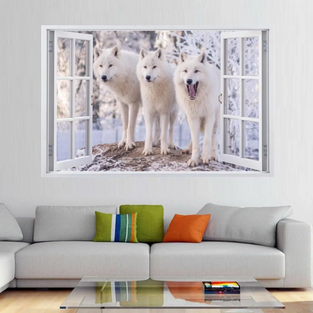 Настінна наклейка Wolf 3D Breakthrough Effect Wolf Wall Hole 75 x 50 см, фото №4 Настінна наклейка Wolf 3D Breakthrough Effect Wolf Wall Hole 75 x 50 см, фото №4