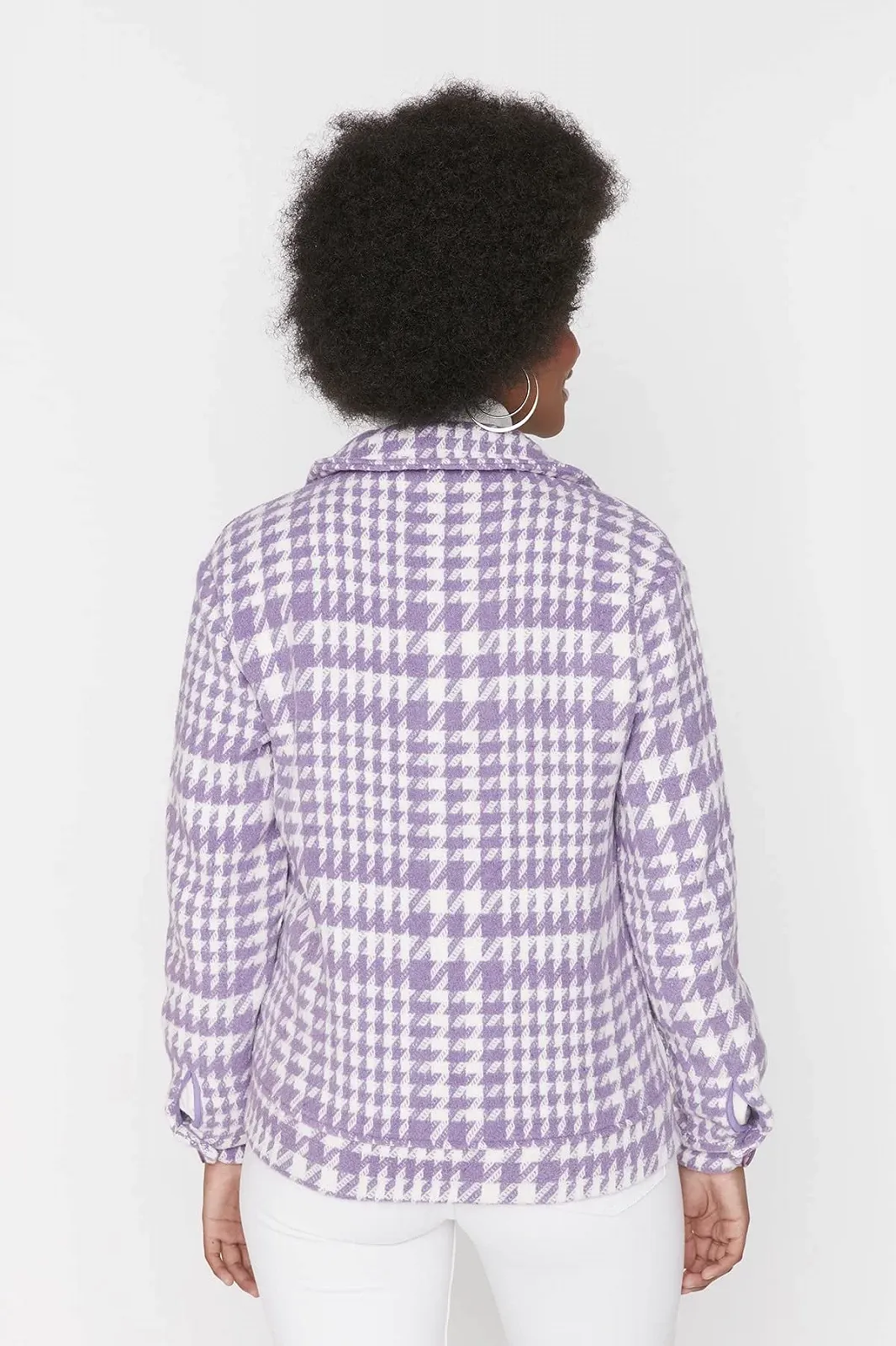 Куртка TRENDYOL Основная В клетку зимняя, фото №5